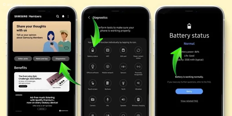 فهمیدن سلامت باتری سامسونگ با کد