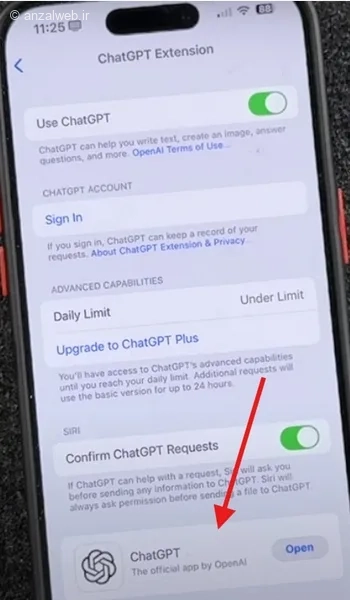 استفاده از ChatGPT هوش مصنوعی آیفون