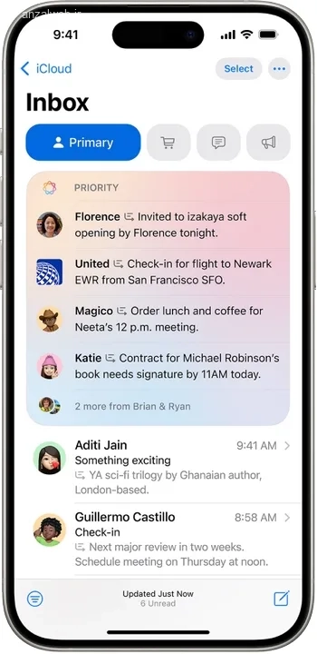 استفاده از هوش مصنوعی در ایمیل آیفون