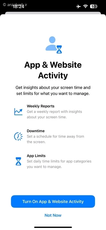 App & Website Activity و زدن گزینه Turn On