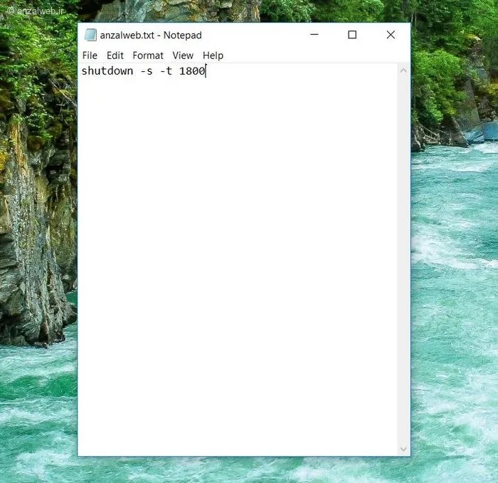 عبارت shutdown -s -t 1800