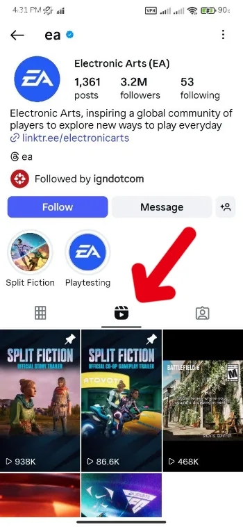 دیدن تاریخچه ریلز اینستاگرام اپ