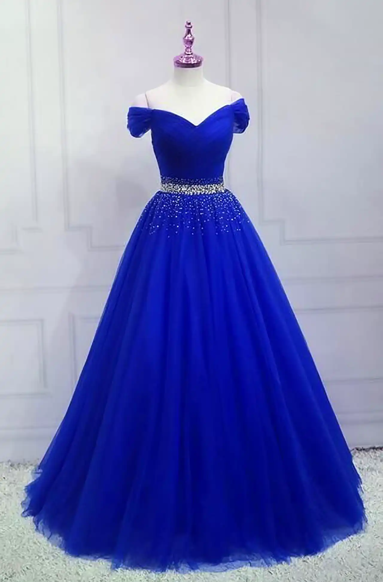 لباس مجلسی آبی کاربنی