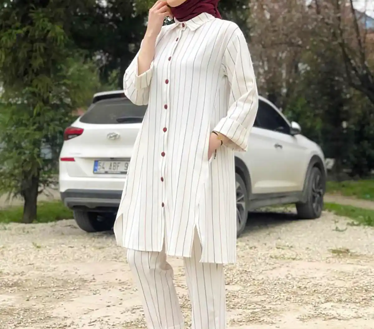 مانتو بلند دکمه دار شیک