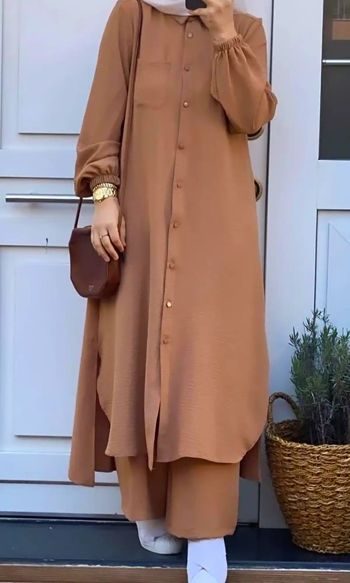 مانتو بلند دکمه دار شیک