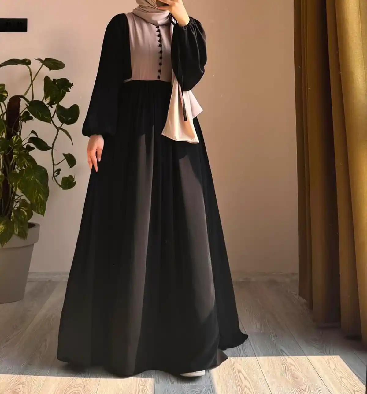 مانتو جلو بسته مشکی زنانه