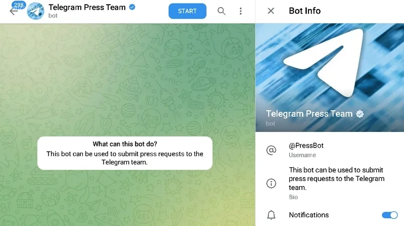 درخواست‌ های مطبوعاتی ربات پشتیبانی آنلاین تلگرام