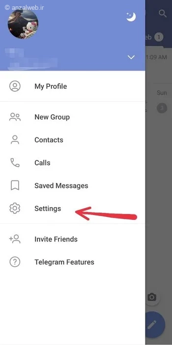 Settings طریقه ارتباط با پشتیبانی تلگرام