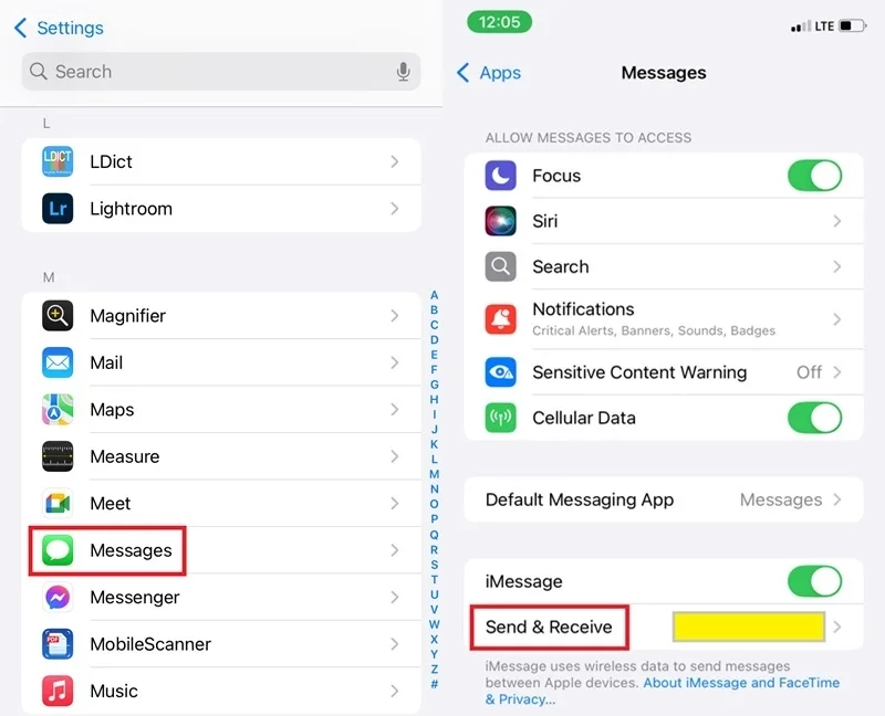 ارسال نشدن پیام در ایفون با ببرسی اپ پیام رسان