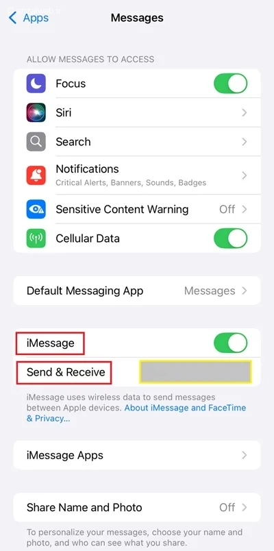 حل مسئله ارسال نشدن پیام در ایفون 