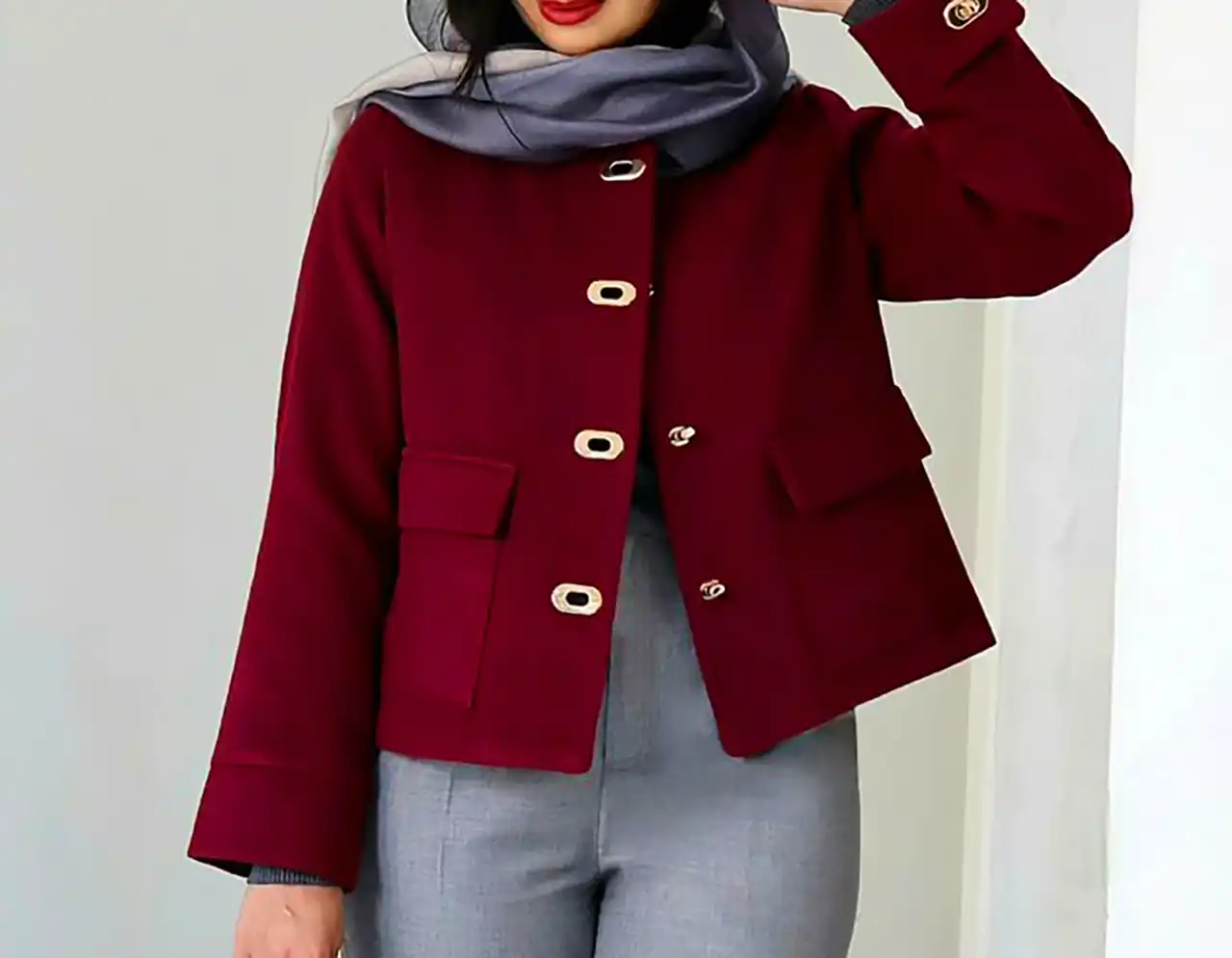 مدل پالتو زرشکی زنانه