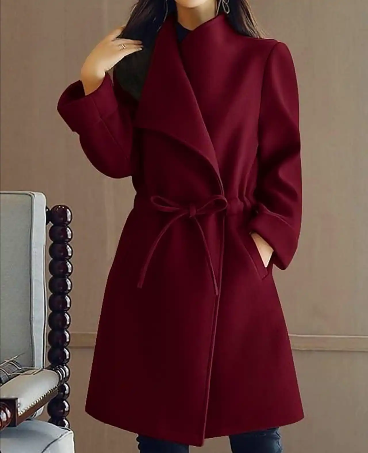 مدل پالتو زرشکی زنانه