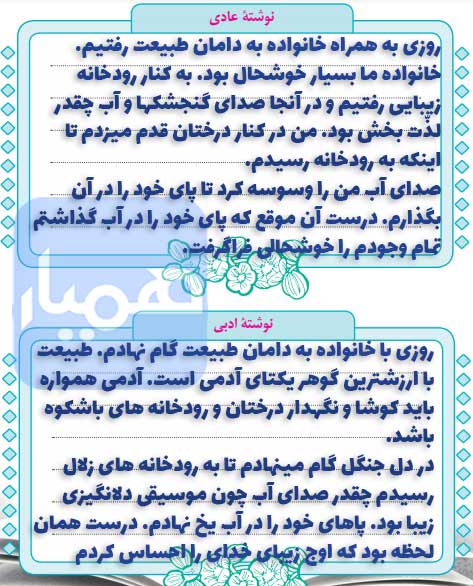 جواب فعالیت صفحه 41 درس سوم نگارش نهم