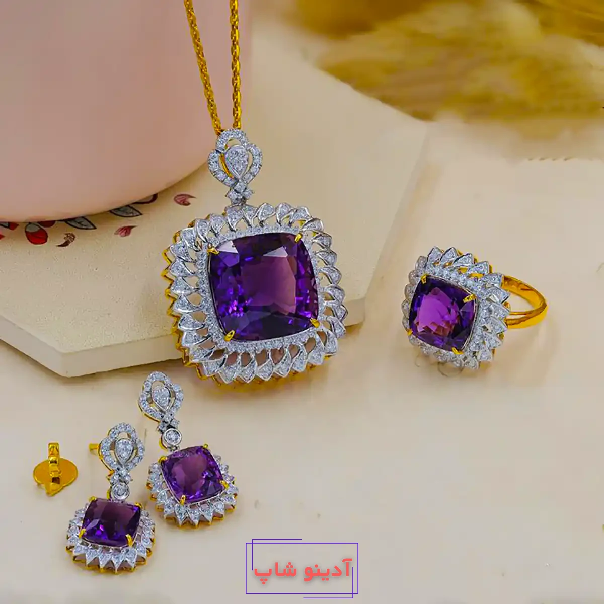 نیم ست سنگی طلا