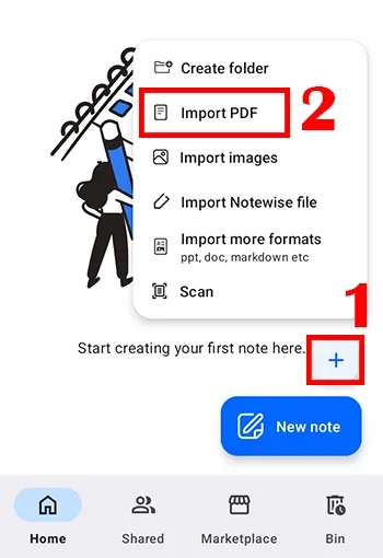 نوشتن متن روی پی دی اف با برنامه Notewise