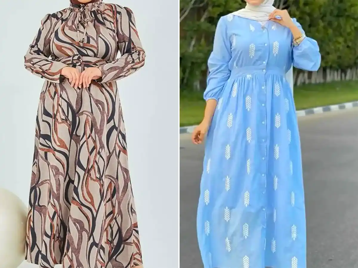 پیراهن کلوش طرح دار زنانه جدید