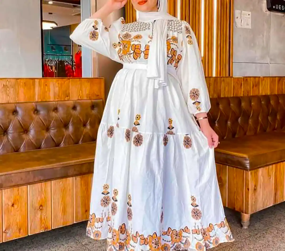 پیراهن نخی گلدار زنانه