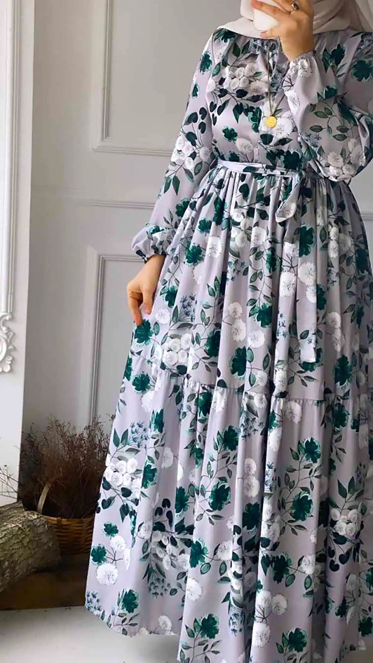 پیراهن نخی گلدار زنانه