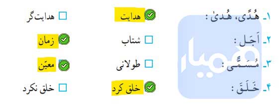 جواب صفحه 71 درس 11 قرآن چهارم دبستان
