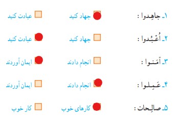 جواب کار در کلاس صفحه ۲۰ قران درس ۳ پنجم