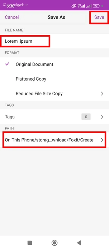 نوشتن در پی دی اف گوشی با Foxit PDF Editor