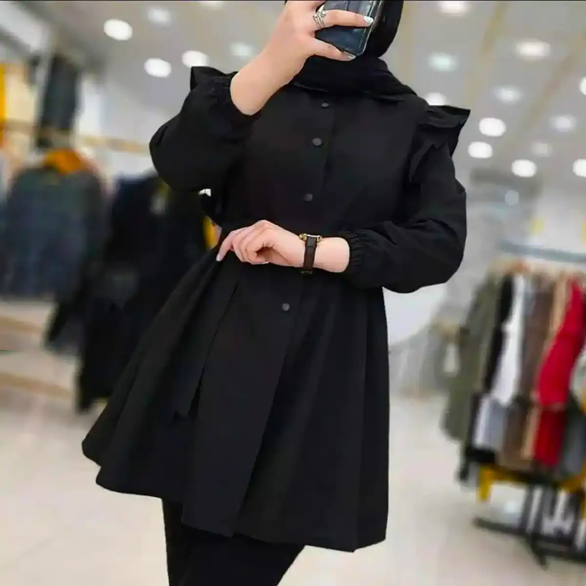شومیز مانتویی مشکی شیک