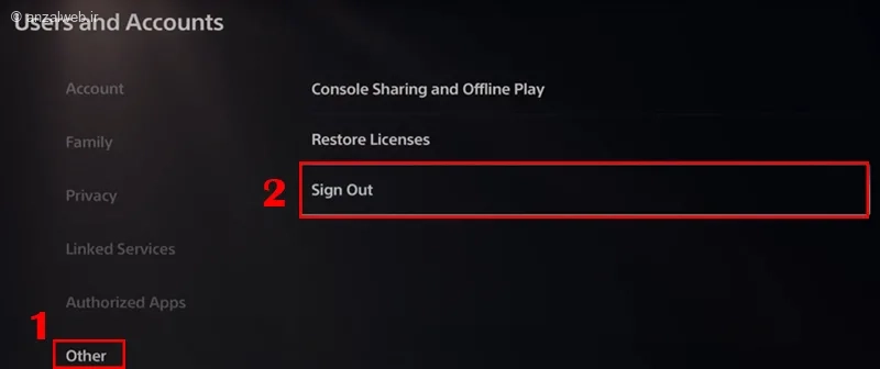 sign out برای حل مشکل عدم اتصال حساب کاربری در پلی استیشن