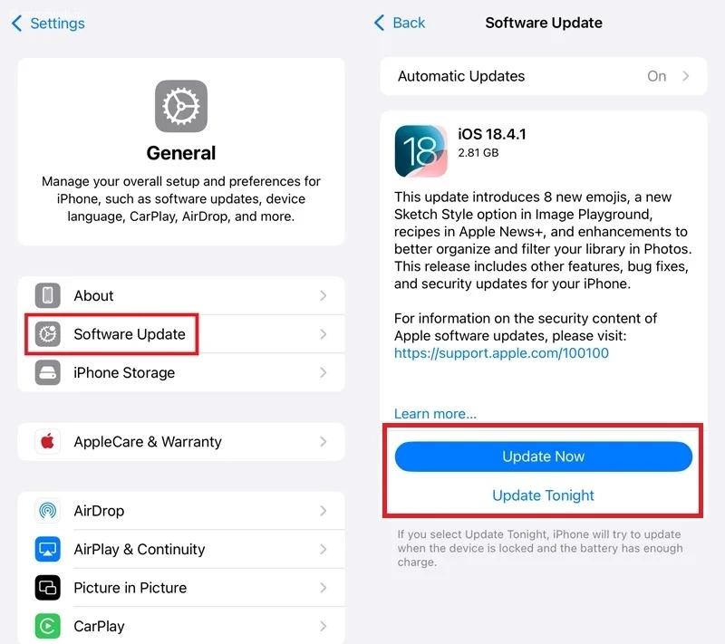 ارسال نشدن پیام در ایفون با آپدیت کردن