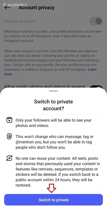 تغییر اینستاگرام بیزینس به شخصی