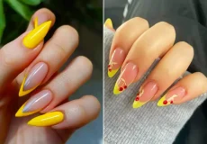 طراحی ناخن زرد شیک و ترند