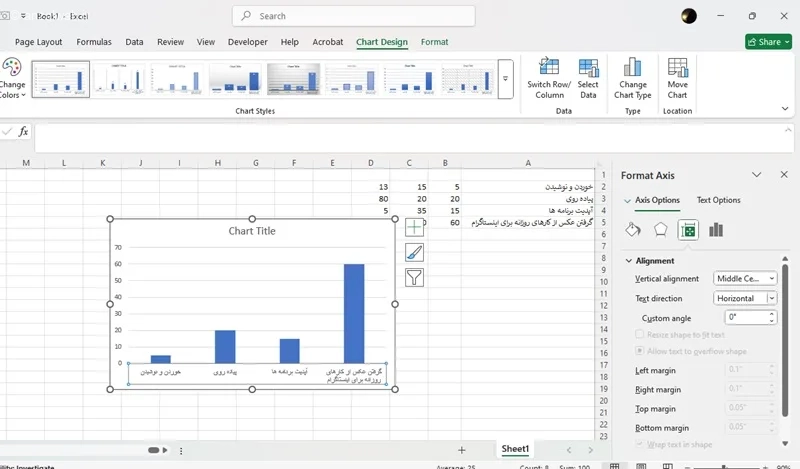چگونه جهت نمودار را در اکسل تغییر دهیم