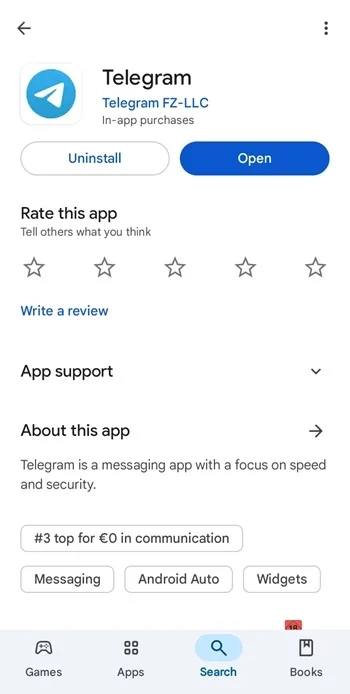 سرچ کلمه در تلگرام