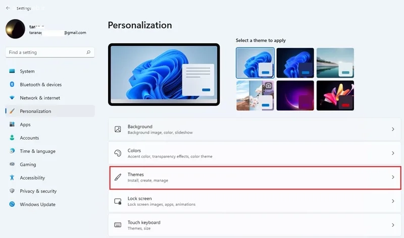 تم شیشه ای ویندوز11