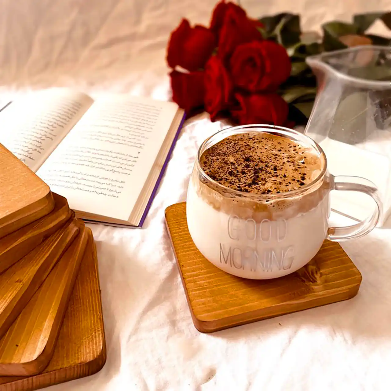 زیر لیوانی چوبی مدرن