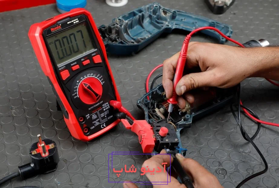 باز کردن پوسته دریل و بررسی دیمر دستگاه – کلید دستگاه