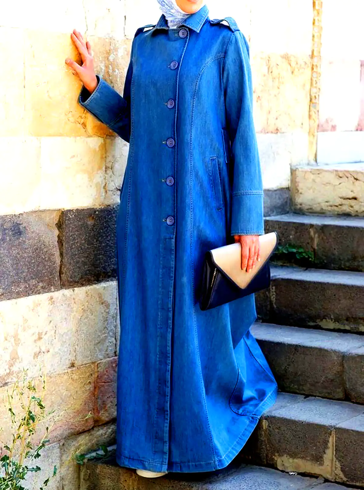 مانتو جین بلند کژوال