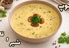 طرز تهیه سوپ شیر و قارچ رستورانی غلیظ و خوشمزه مرحله به مرحله/سوپ شیر مجلسی
