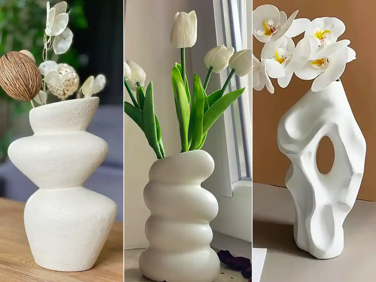 گلدان دکوراتیو سفید مینیمال