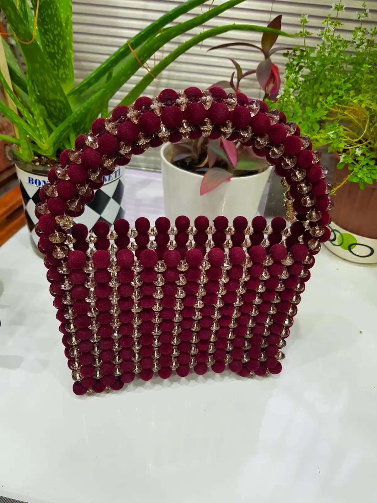 کیف دستی قرمز کریستالی