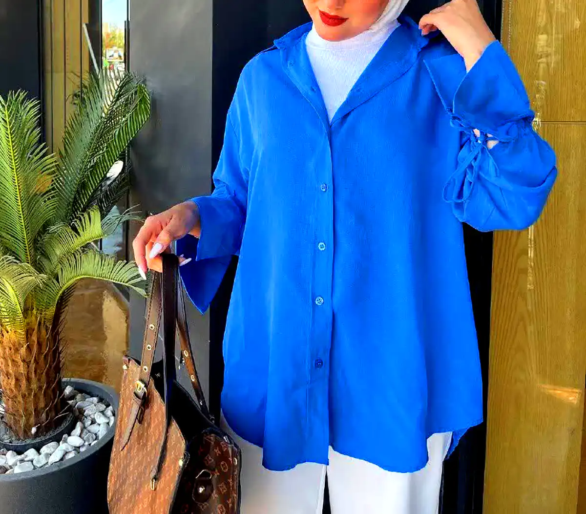 مانتو نخی آبی زنانه
