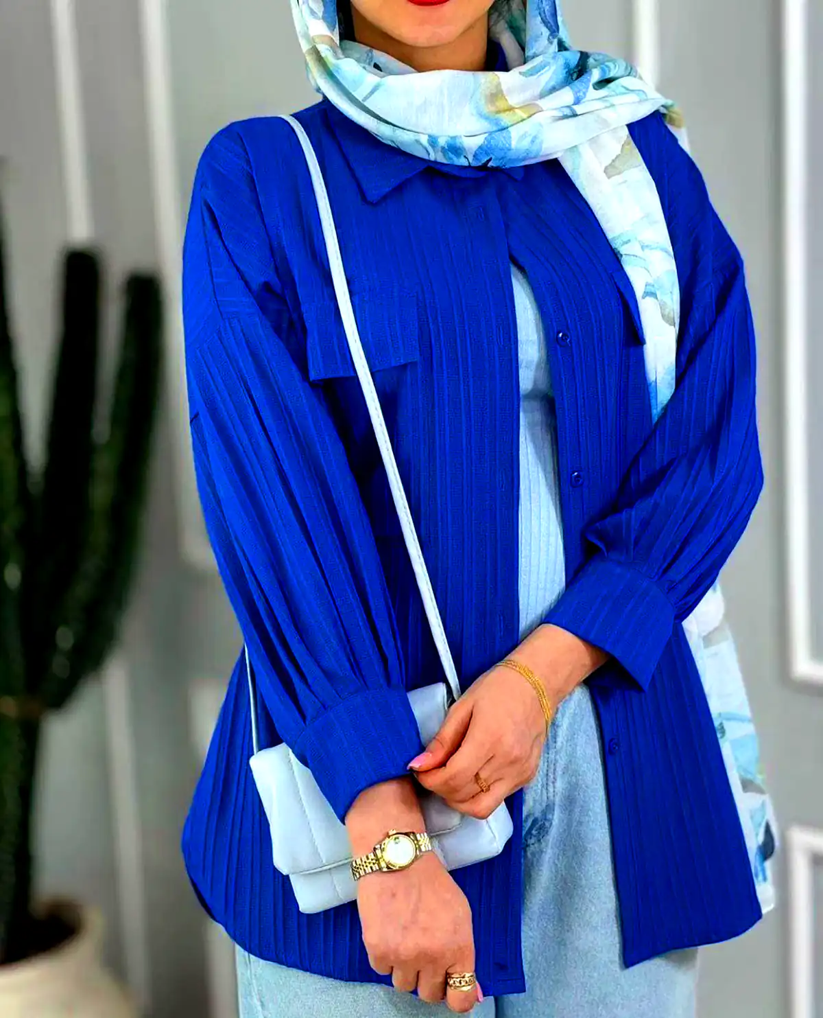 مانتو نخی آبی زنانه