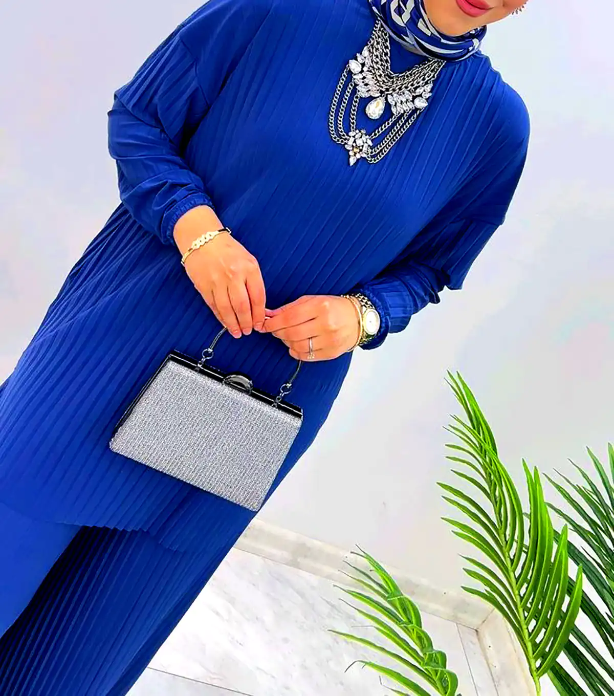 مانتو نخی آبی زنانه