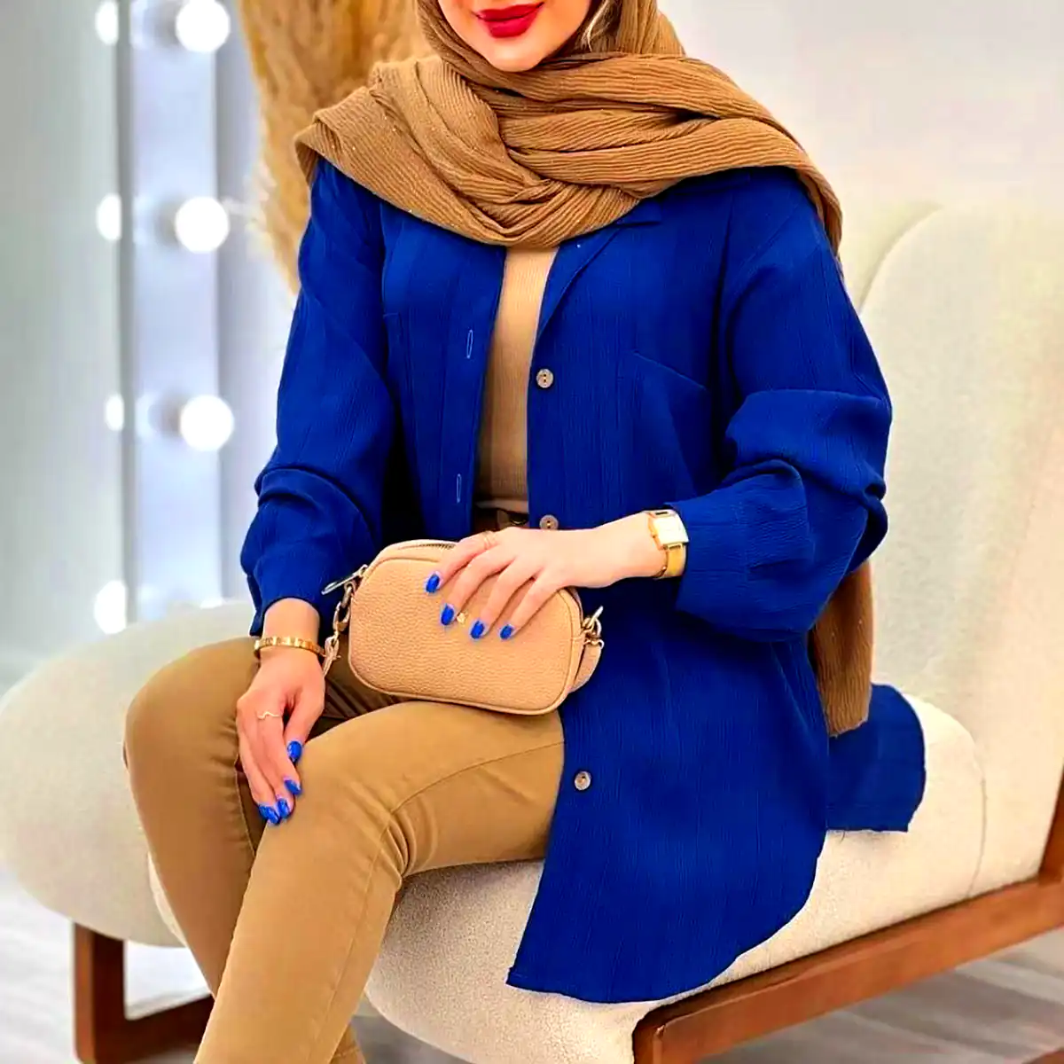 مانتو نخی آبی زنانه