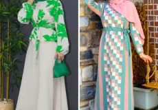 مانتو پیراهنی با تم سبز