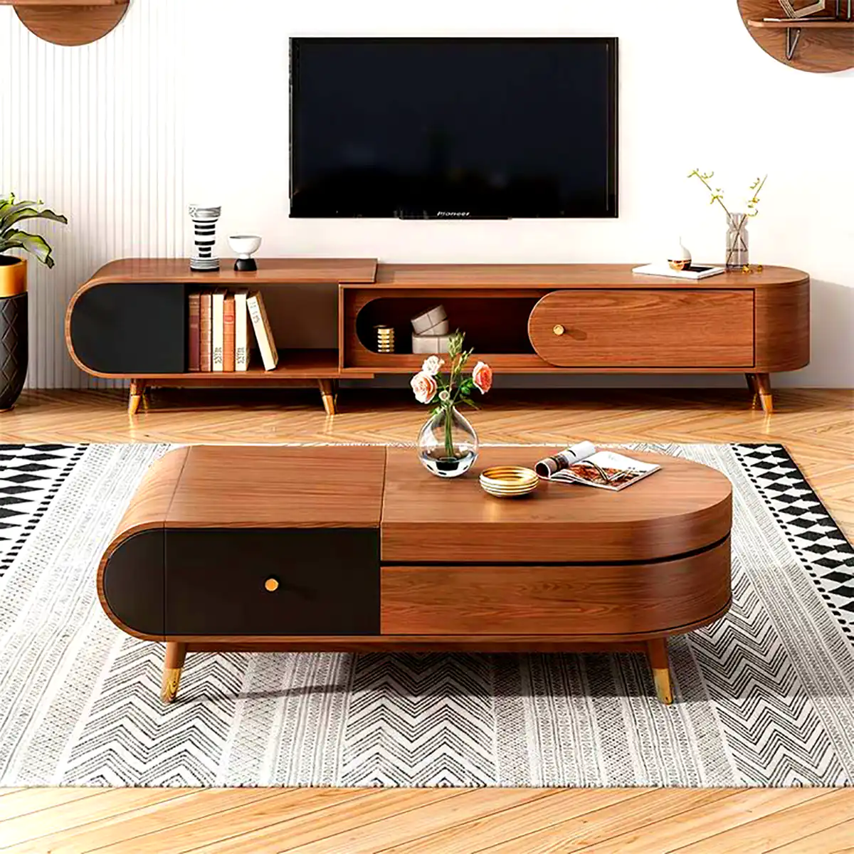 میز تلویزیون شیک چوبی