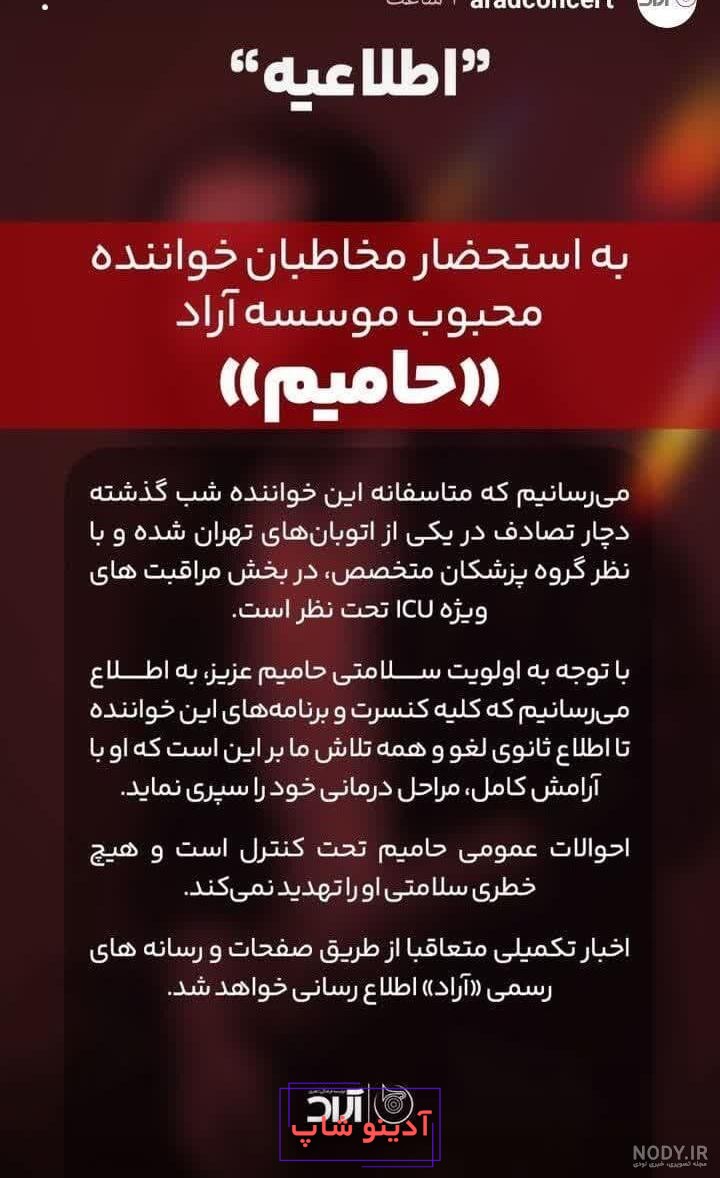 عکس حامیم تصادف کرده