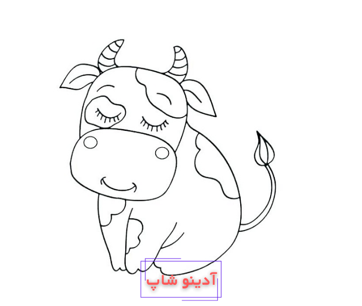 عکس طراحی حرفه ای گاو نقاشی شده با چهره ای آرام