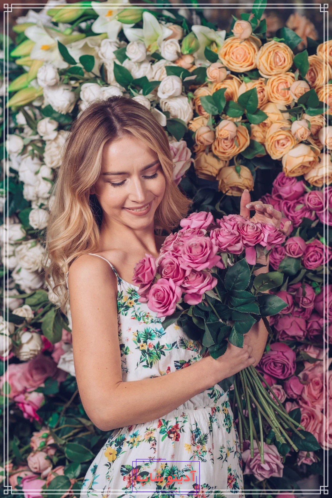 100 ژست عکاسی با گل و دسته گل