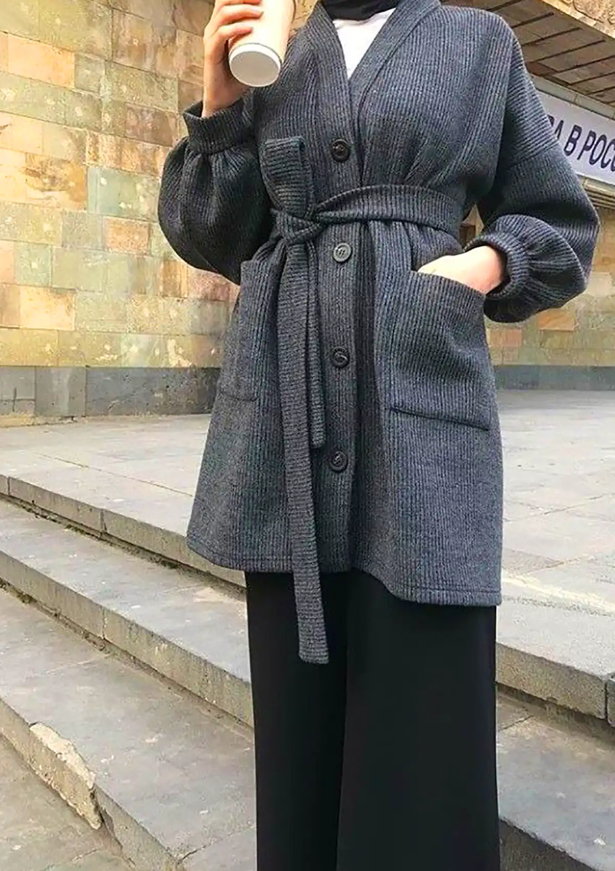 پالتو فوتر طوسی پائیزی
