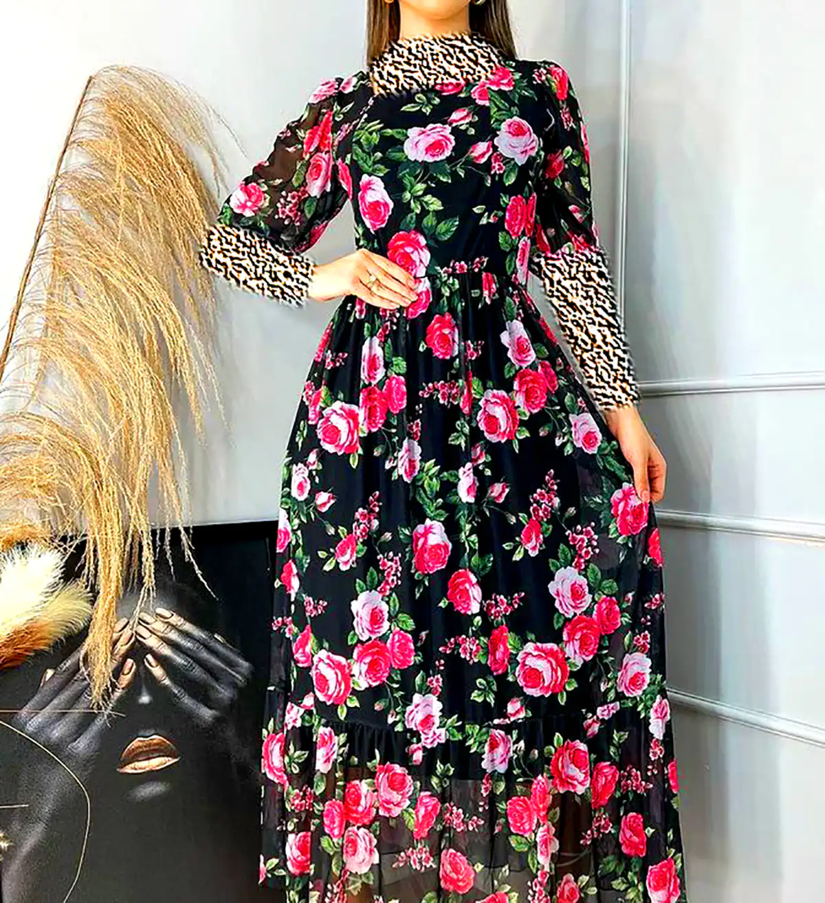 پیراهن گل گلی مجلسی